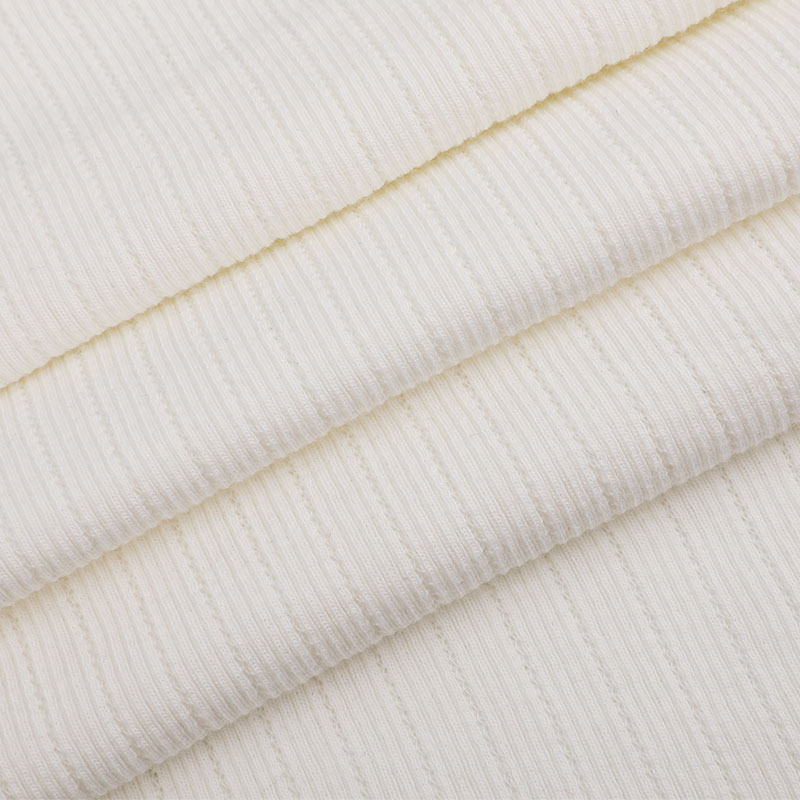 Tricot côtelé rayé jacquard CVC 32s