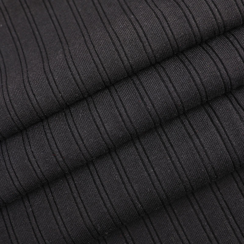 Tricot côtelé en élasthanne rayé 10x2 entièrement plaqué CVC + 40D 32s